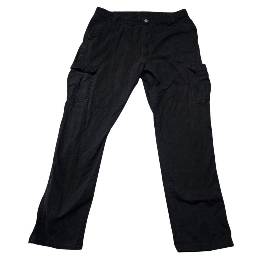 Wrangler 70LEWBL Cargo Pants Mens 38 Black Cotton Straight Leg Workwear